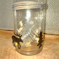Moose & Tree Glass Candle or Lights Holder