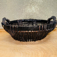 Dark Brown Oval Stick Weave Basket