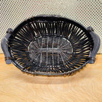 Dark Brown Oval Stick Weave Basket