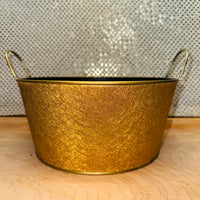 Gold Round Metal Basket With Ear Handles