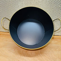 Gold Round Metal Basket With Ear Handles