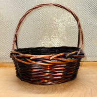 Dark Stain Round Wicker Basket