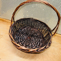 Dark Stain Round Wicker Basket