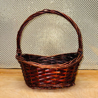 Dark Brown Stained Oval Wicker Basket (2 sizes)