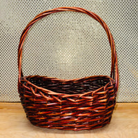 Dark Brown Stain Oval Wicker Basket
