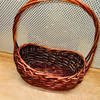Dark Brown Stain Oval Wicker Basket
