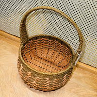 Round Olive Green and Tan Basket