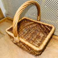 Light Stain Rectangular Basket with Rounded Bottom