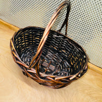 Dark Stain Oval Wicker Basket