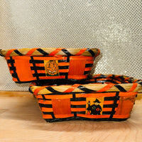 Square Bamboo Basket - Pumpkins and Witches