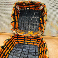 Square Bamboo Basket - Pumpkins and Witches