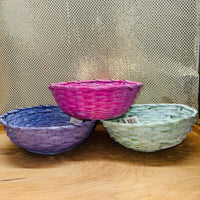 Round Pastel Bamboo Basket 10.5"