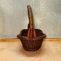 Medium Stained Wicker Oval Basket