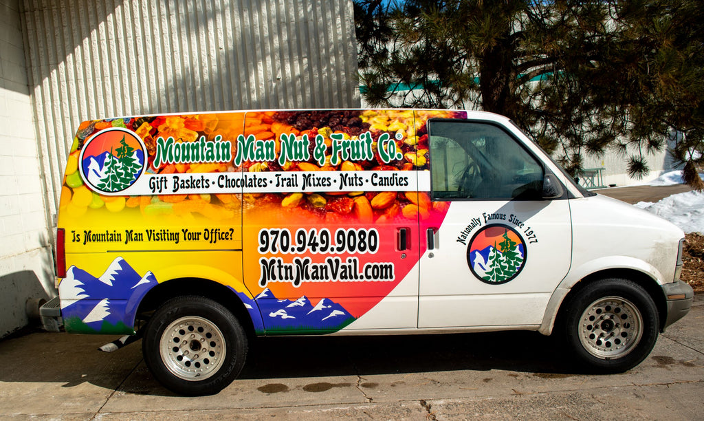 Mountain Man Vail Van delivering all over the Vail Valley and visiting your office upon request with a wide variety of Mountain Man Goodies to select from!
