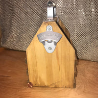 Wood Bottle Carrier with Opener