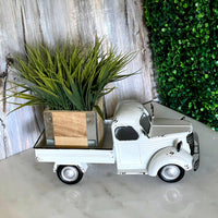 
              White Metal Vintage Pickup Truck Basket
            