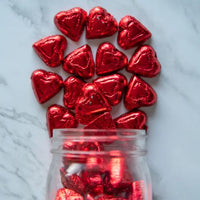 Red Foil Milk Chocolate Hearts