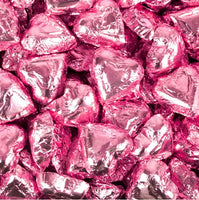 
              Pink Foil Milk Chocolate Hearts
            