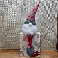 Gnome Sitter Red/Grey Knit Hat