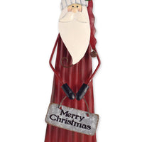 Santa Ornament - painted rippled metal