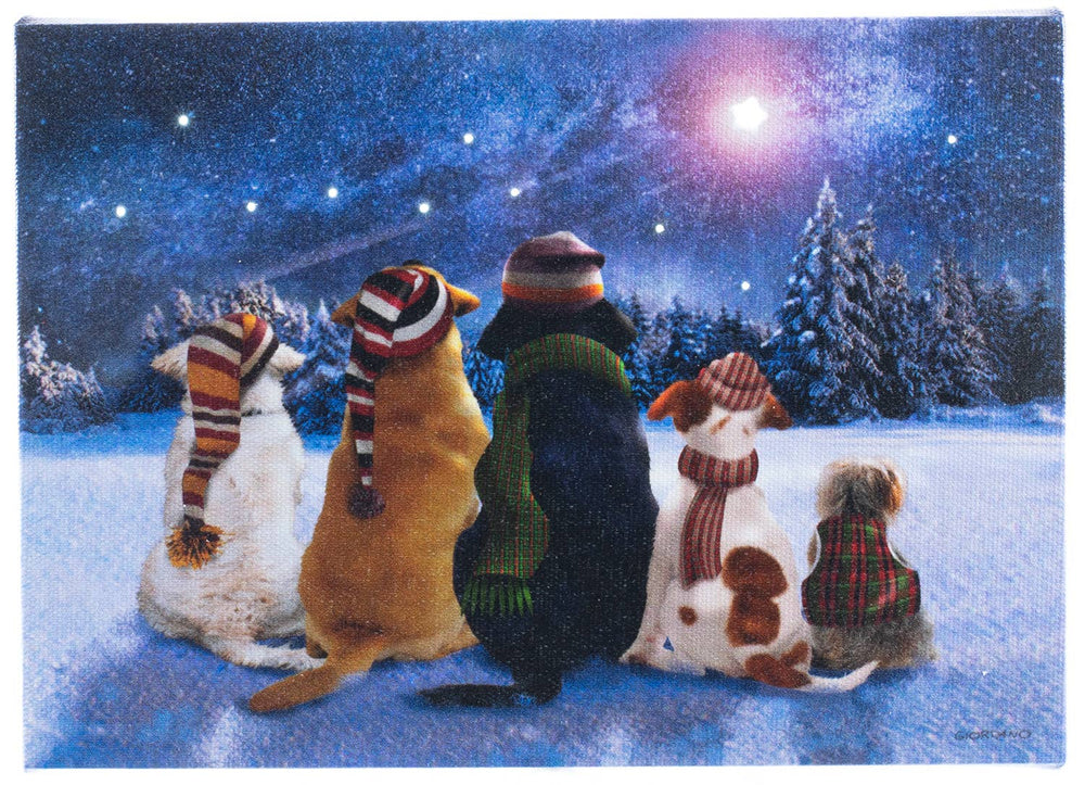 Dogs Waiting For Santa Lighted Print