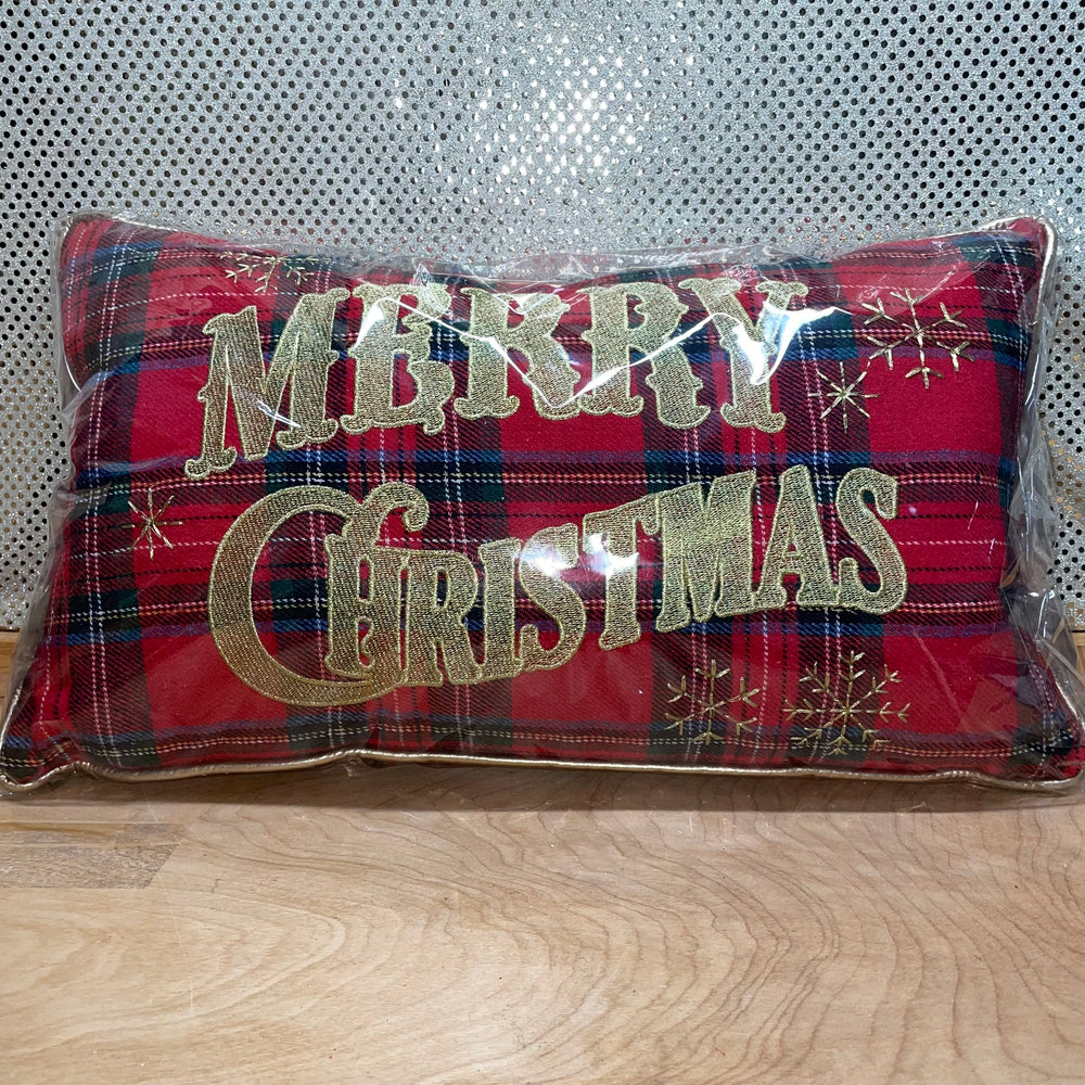 Plaid Merry Christmas Pillow