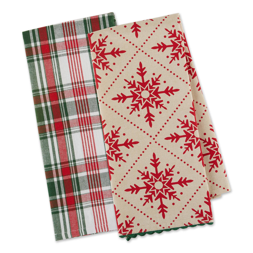 Yuletide Snowflakes Dishtowel Set Of 2