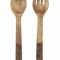 Bark Wood Salad Servers