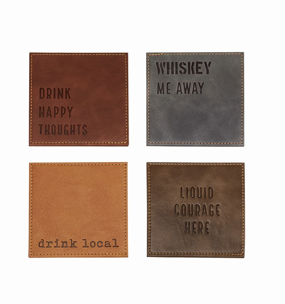 Word Faux Leather Coasters