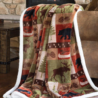 Woodland Sherpa Fleece Throw