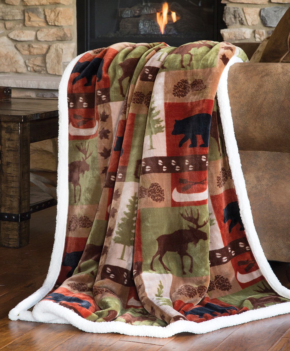 Woodland Sherpa Fleece Throw