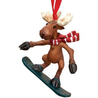 Moose Snowboarder Ornament