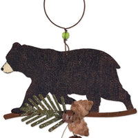 Black Bear Ornament - painted metal