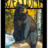 Welcome Stained Art Glass - Bear