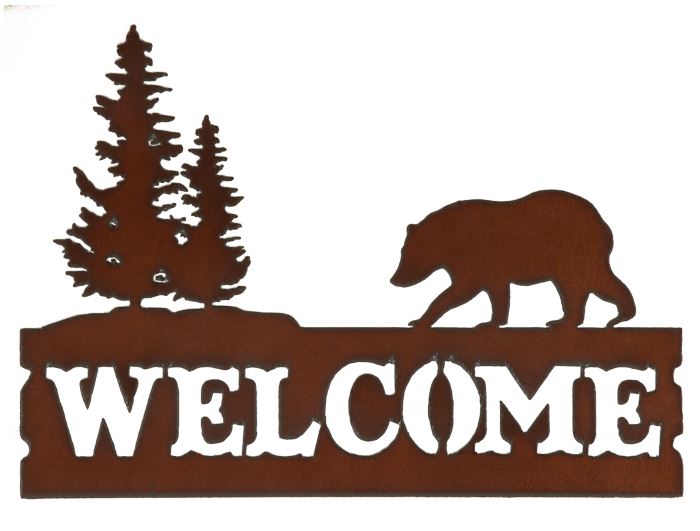 Rustic Iron Welcome Sign - Bear