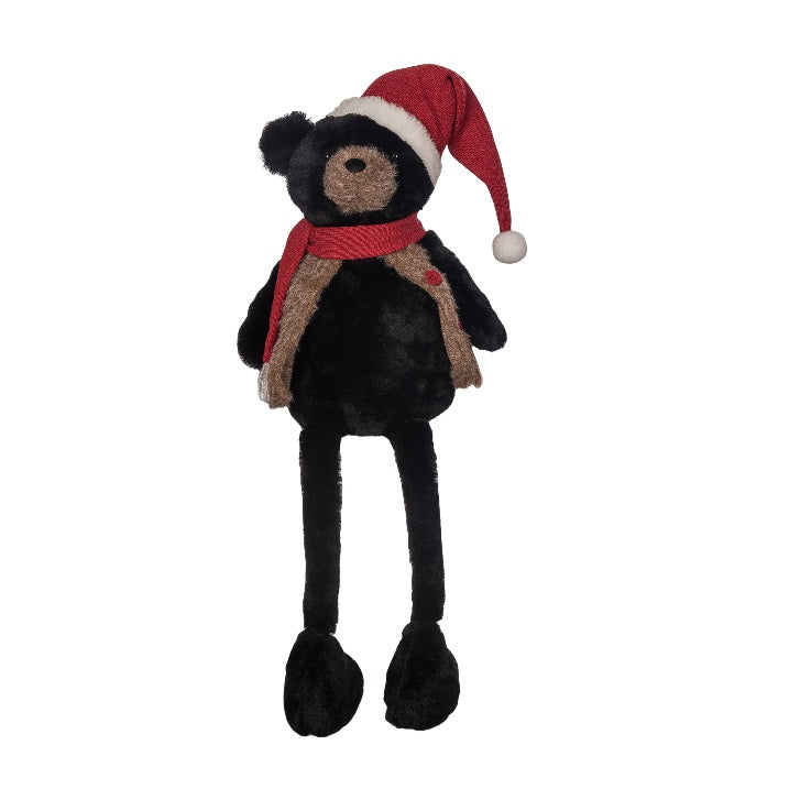 Plush Christmas Black Bear Shelf Sitters