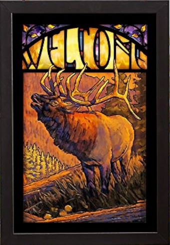 Welcome Stained Art Glass - Elk