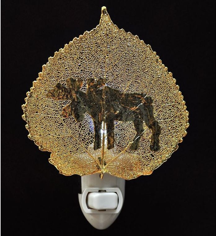 Real Leaf Night Light - Moose Gold Aspen