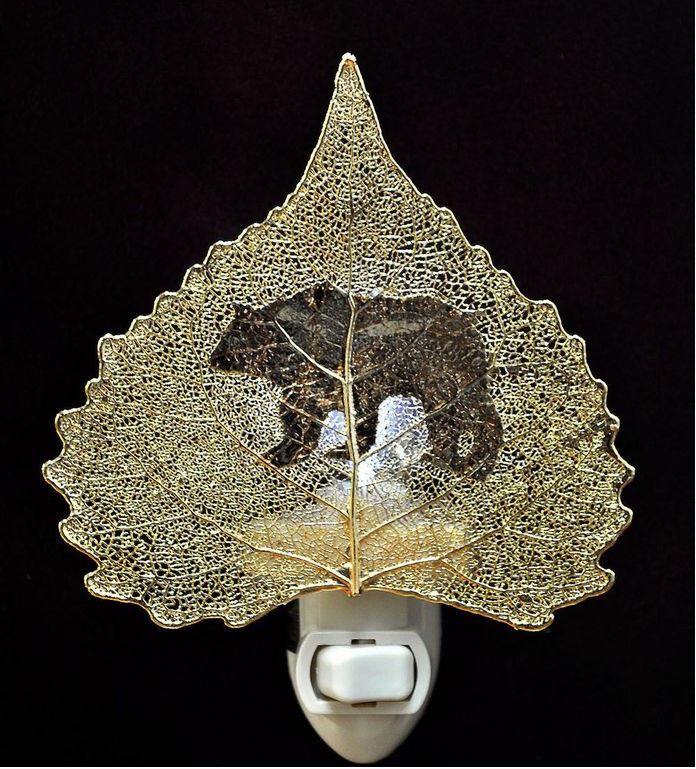 Real Leaf Night Light - Bear Gold Cottonwood