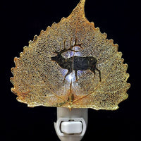 Real Leaf Night Light - Elk/Deer Gold Cottonwood