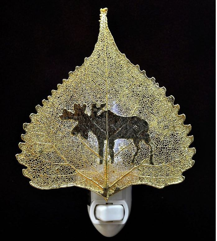 Real Leaf Night Light - Moose Gold Cottonwood