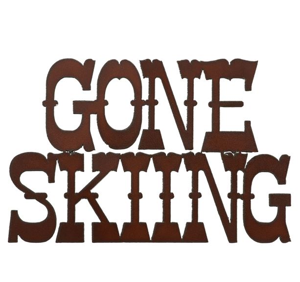 Rustic Iron Gone Skiing Sign