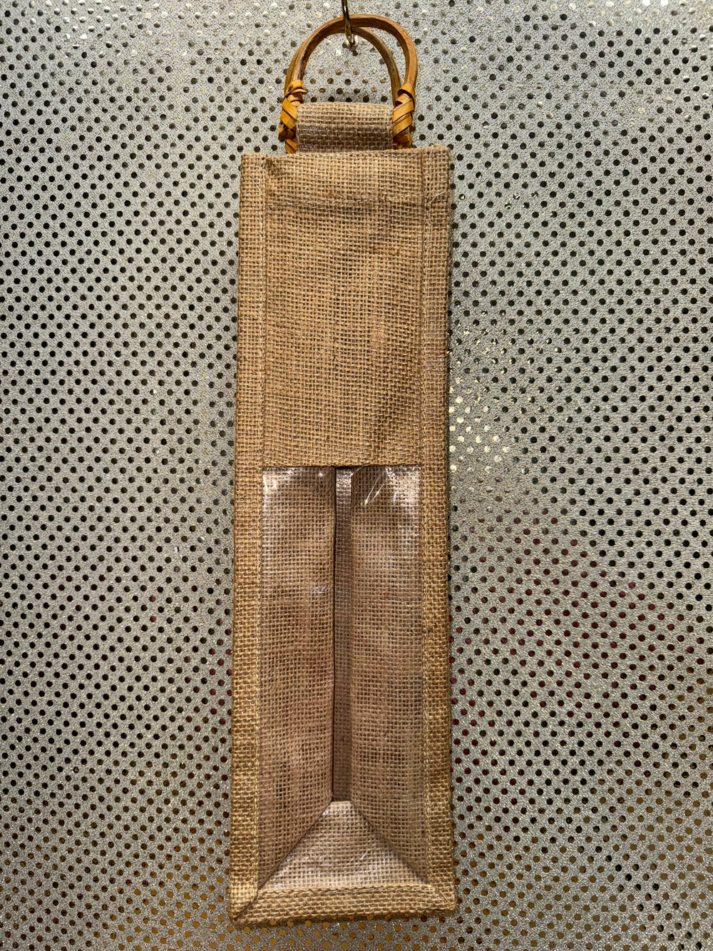 Jute Wine Bag w/Bamboo Handles