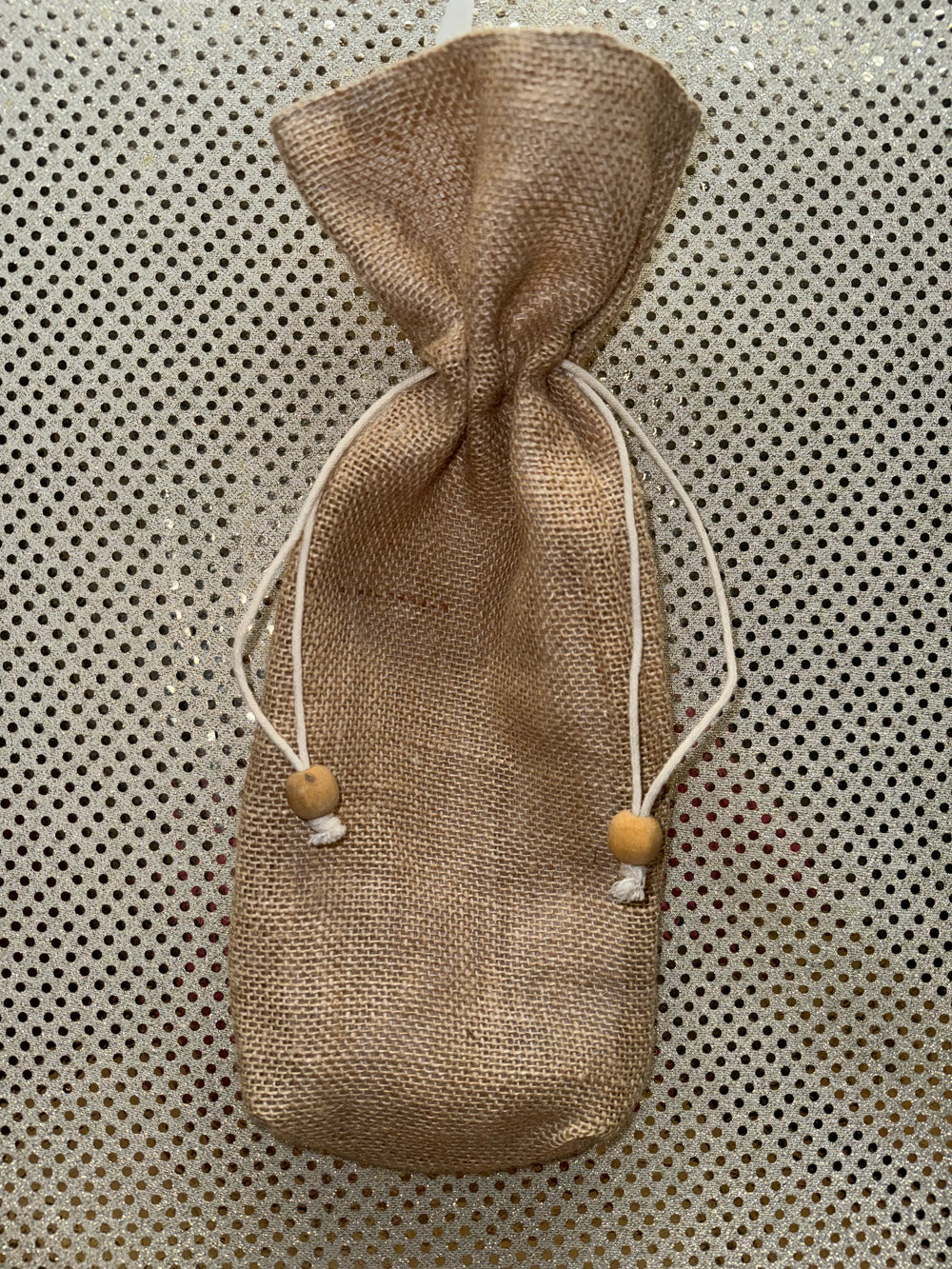 Natural Jute Wine Bag w/Drawstring