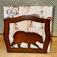 Rustic Iron Napkin Holder Bear