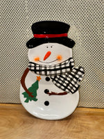 
              Snowman w/Buffalo Check Scarf Serving Tray
            