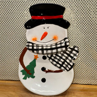 Snowman w/Buffalo Check Scarf Serving Tray