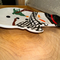 Snowman w/Buffalo Check Scarf Serving Tray