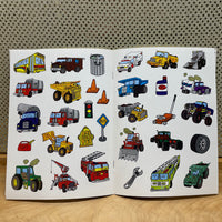 Trucks Coloring Book with Stickers