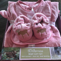 Pink Moose Blanket, Bib, Booty Gift Set